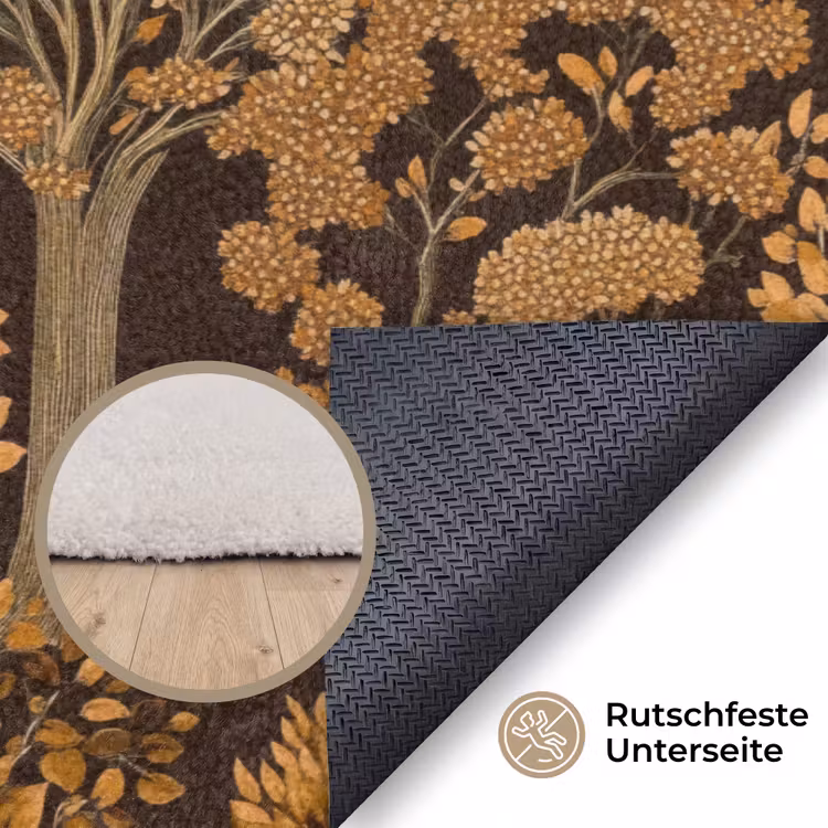 Bomen - Patroon - Bruin Vloerkleed Rechthoek klein 1091 -uniquesellingpoint_antislip_DE_DE