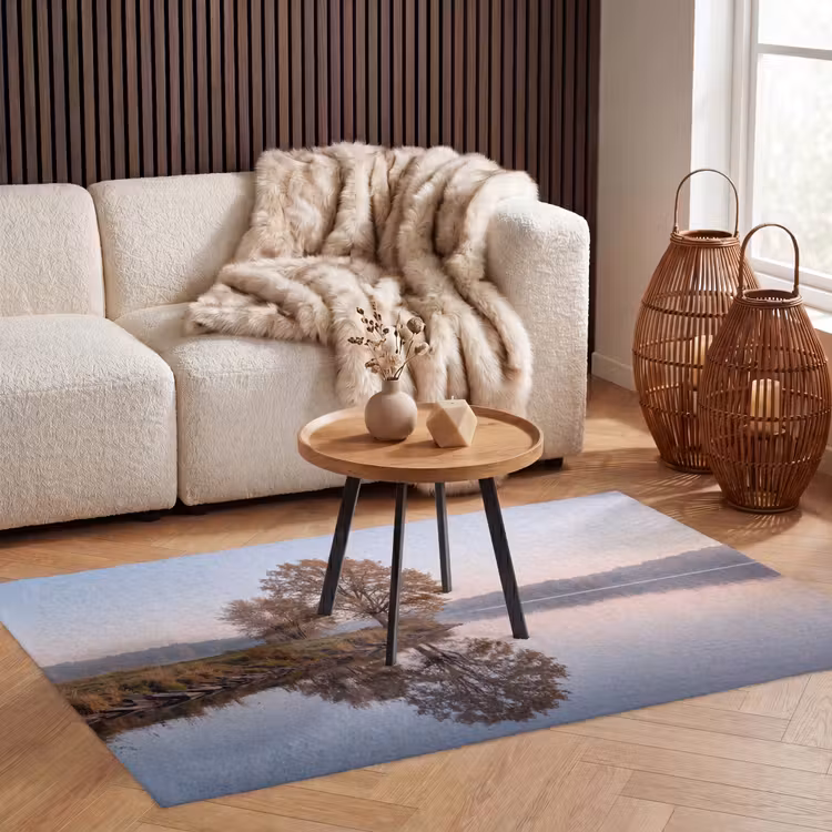 Bomen - Reflectie - Water - Zonsopgang - Serene Vloerkleed Rechthoek klein -atmosphere_sfeer2_global