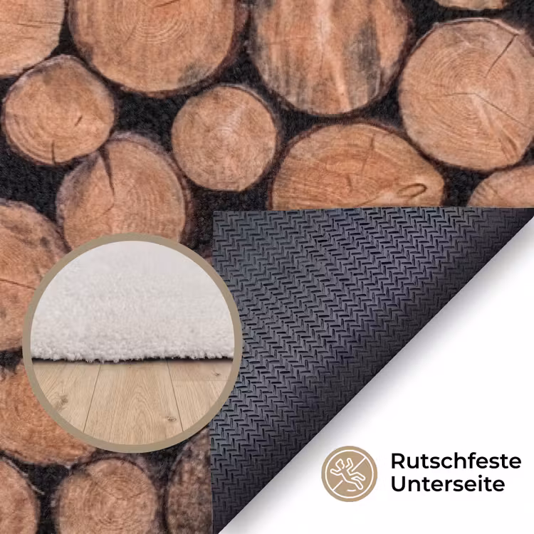 Houtblokken - Textuur - Patroon - Bruin - Rustiek Vloerkleed Rechthoek klein -uniquesellingpoint_antislip_DE_DE