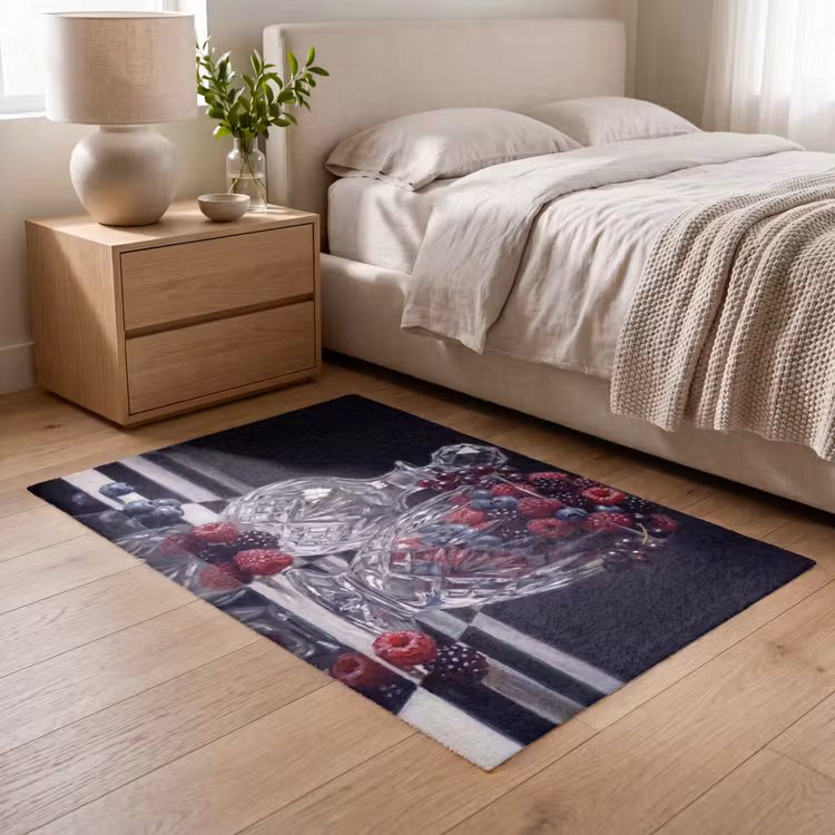 Teppich - Beeren – Kristall – Stillleben - Bessen - Kristal - Stilleven Vloerkleed Rechthoek klein