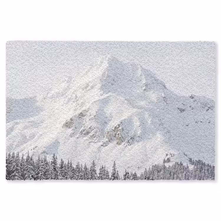 Berg - Sneeuw - Winter - Natuur - Wit Vloerkleed Rechthoek klein -3d