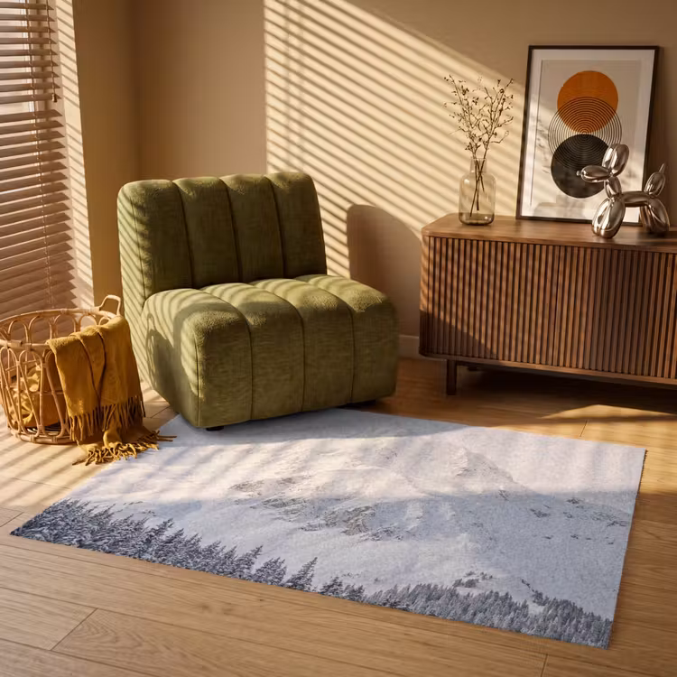 Berg - Sneeuw - Winter - Natuur - Wit Vloerkleed Rechthoek klein -atmosphere_sfeer1_global