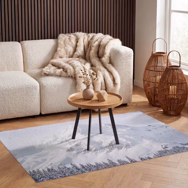 Berg - Sneeuw - Winter - Natuur - Wit Vloerkleed Rechthoek klein -atmosphere_sfeer2_global