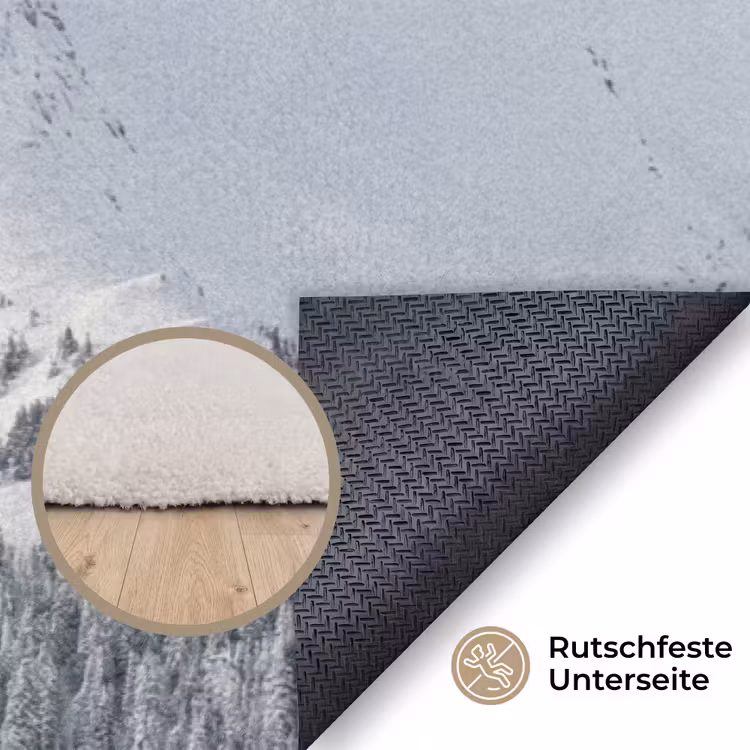 Berg - Sneeuw - Winter - Natuur - Wit Vloerkleed Rechthoek klein -uniquesellingpoint_antislip_DE_DE