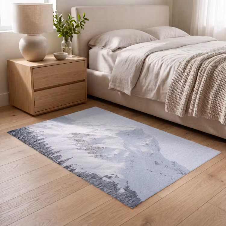 Berg - Sneeuw - Winter - Natuur - Wit Vloerkleed Rechthoek klein -atmosphere_sfeer3_global
