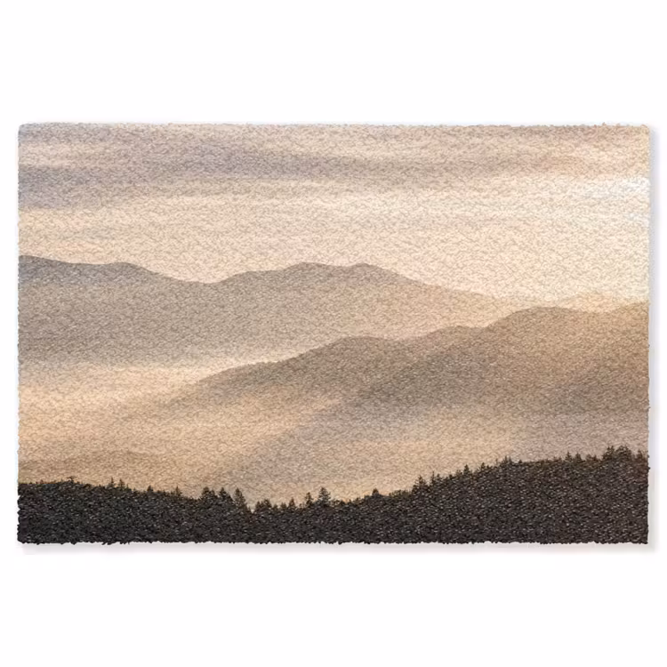 Bergen - Mist - Zonnestralen Vloerkleed Rechthoek klein -3d