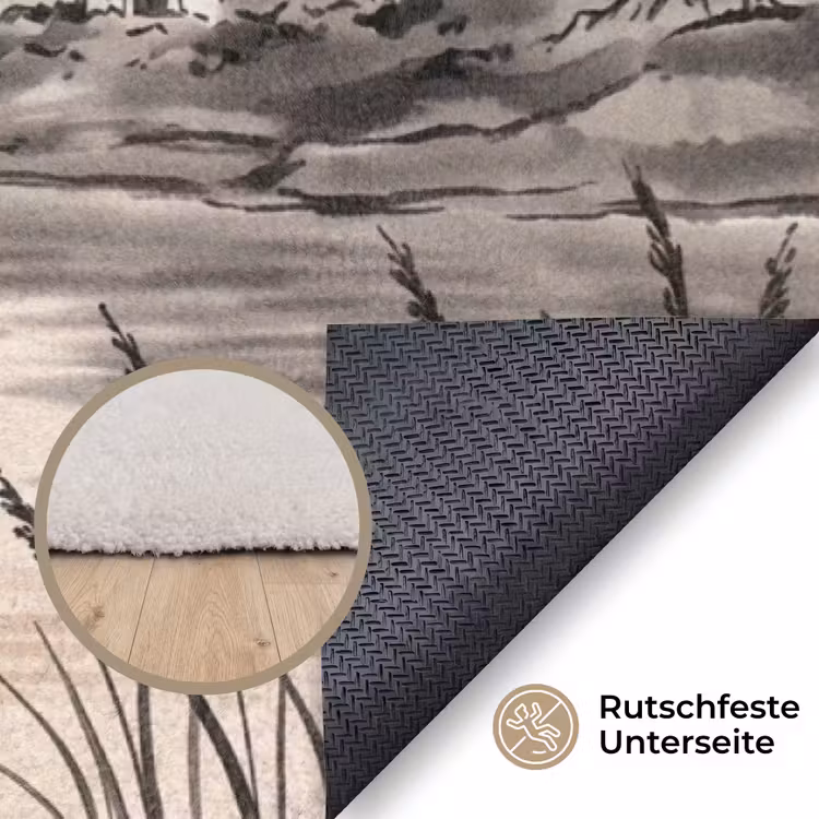 Bergtop - Meer - Bloesem Vloerkleed Rechthoek klein -uniquesellingpoint_antislip_DE_DE