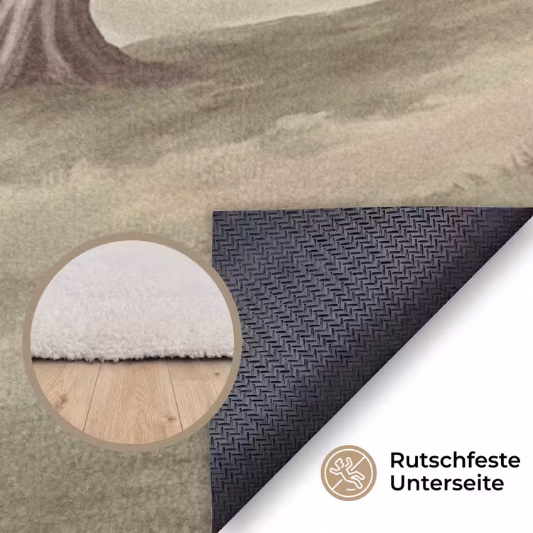 Heuvellandschap - Bomen - Natuur - Groen Vloerkleed Rechthoek klein -uniquesellingpoint_antislip_DE_DE