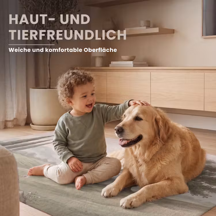 Heuvellandschap - Bomen - Natuur - Groen Vloerkleed Rechthoek klein -uniquesellingpoint_zacht_DE