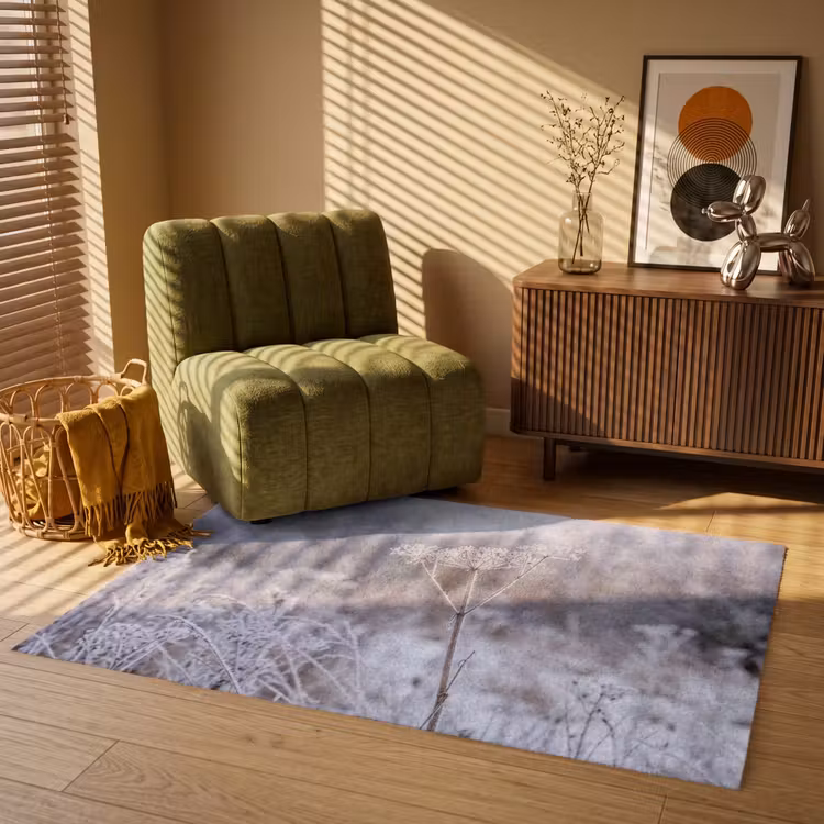 Schermbloem - Rijp - Kristallen - Winter - Delicaat Vloerkleed Rechthoek klein -atmosphere_sfeer1_global