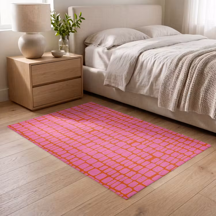 Organisch - Raster - Roze Vloerkleed Rechthoek klein 1091 -atmosphere_sfeer3_global