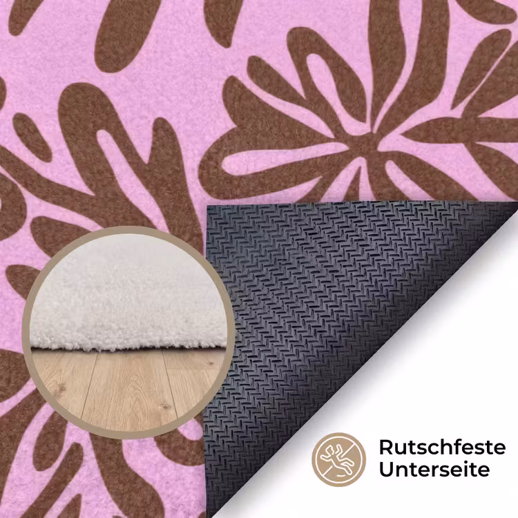 Organisch - Patroon - Roze Vloerkleed Rechthoek klein 1091 -uniquesellingpoint_antislip_DE_DE