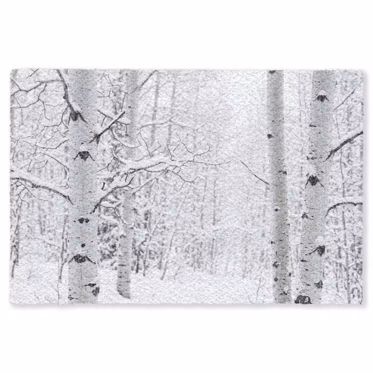 Berkenbomen - Sneeuw - Winter - Bos - Wit Vloerkleed Rechthoek klein -3d
