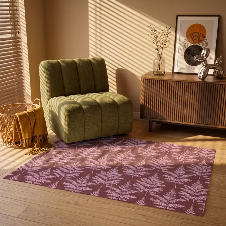 Blad - Patroon - Paars Vloerkleed Rechthoek klein 1091 -atmosphere_sfeer1_global