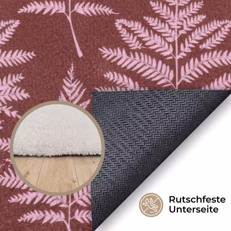 Blad - Patroon - Paars Vloerkleed Rechthoek klein 1091 -uniquesellingpoint_antislip_DE_DE