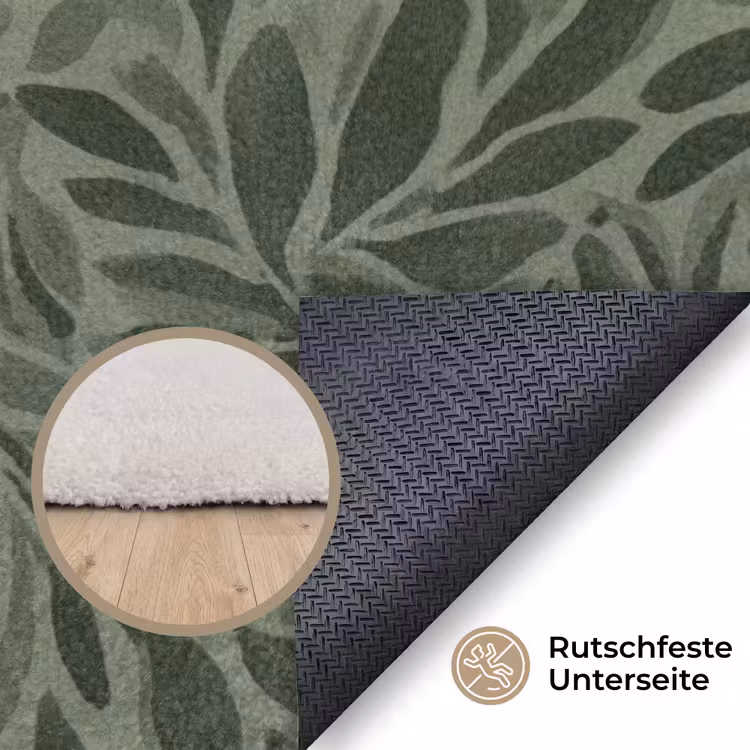 Bladeren - Organisch - Groen Vloerkleed Rechthoek klein 1091 -uniquesellingpoint_antislip_DE_DE