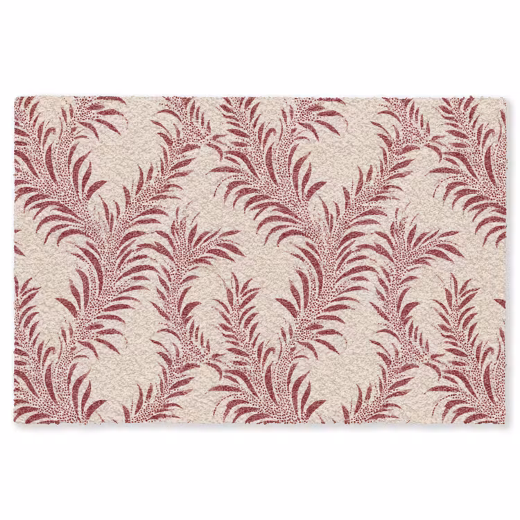 Bladeren - Linnen - Rood Vloerkleed Rechthoek klein 1091 -3d