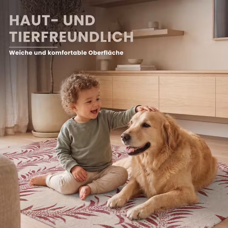 Bladeren - Linnen - Rood Vloerkleed Rechthoek klein 1091 -uniquesellingpoint_USP_zachtDE_DE