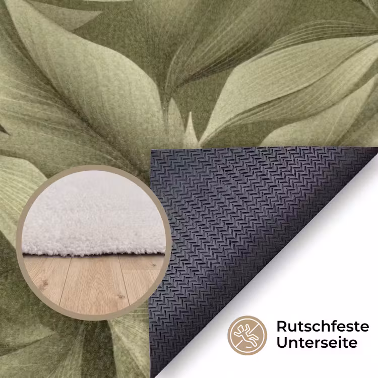Bladeren - Modern - Groen Vloerkleed Rechthoek klein 1091 -uniquesellingpoint_antislip_DE_DE