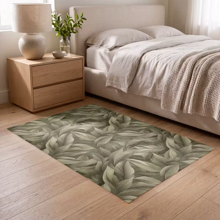 Bladeren - Modern - Groen Vloerkleed Rechthoek klein 1091 -atmosphere_sfeer3_global