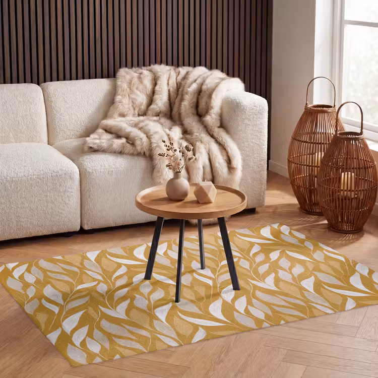 Bladeren - Patroon - Geel Vloerkleed Rechthoek klein 1091 -atmosphere_sfeer2_global