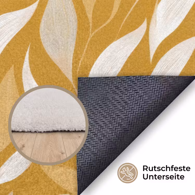 Bladeren - Patroon - Geel Vloerkleed Rechthoek klein 1091 -uniquesellingpoint_antislip_DE_DE