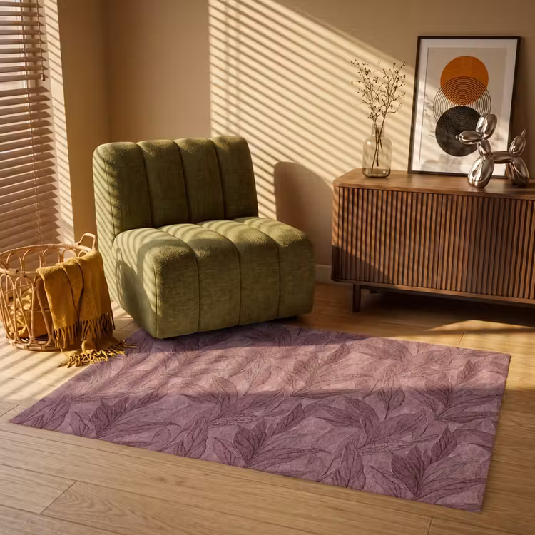 Bladeren - Patroon - Paars Vloerkleed Rechthoek klein 1091 -atmosphere_sfeer1_global
