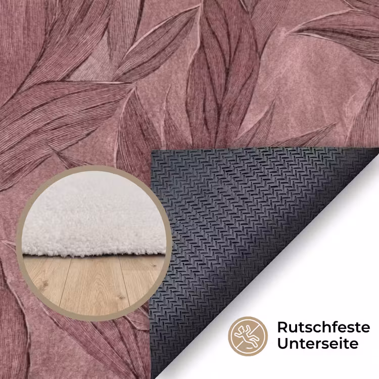 Bladeren - Patroon - Paars Vloerkleed Rechthoek klein 1091 -uniquesellingpoint_antislip_DE_DE
