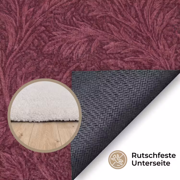 Bladeren - Patroon - Paars Vloerkleed Rechthoek klein 1091 -uniquesellingpoint_antislip_DE_DE