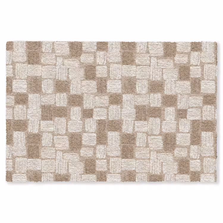 Blok - Patroon - Bruin Vloerkleed Rechthoek klein 1091 -3d