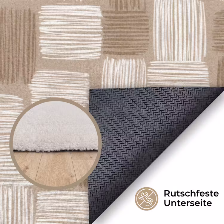 Blok - Patroon - Bruin Vloerkleed Rechthoek klein 1091 -uniquesellingpoint_antislip_DE_DE