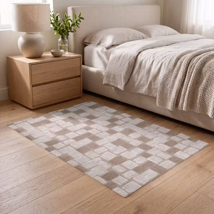 Blok - Patroon - Bruin Vloerkleed Rechthoek klein 1091 -atmosphere_sfeer3_global