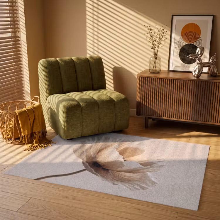 Bloem - Beige - Crème Vloerkleed Rechthoek klein -atmosphere_sfeer1_global