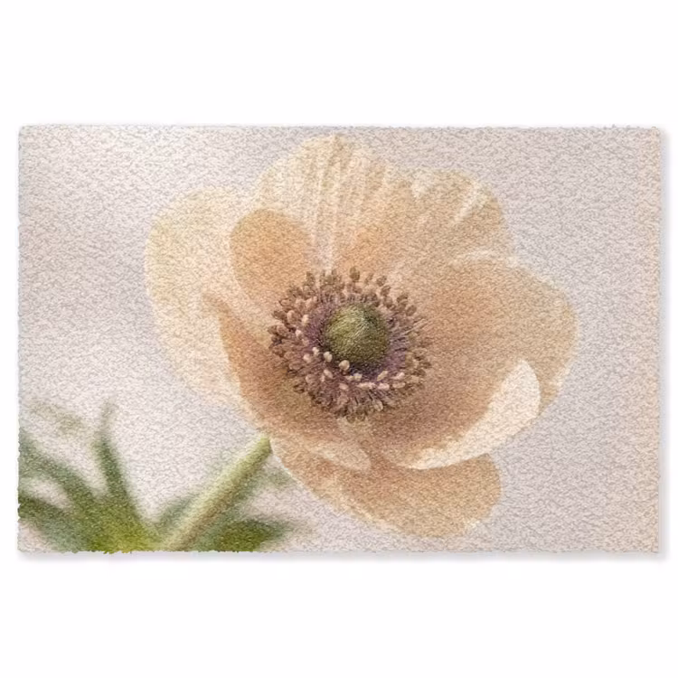 Bloem - Minimalistisch - Groen Vloerkleed Rechthoek klein -3d