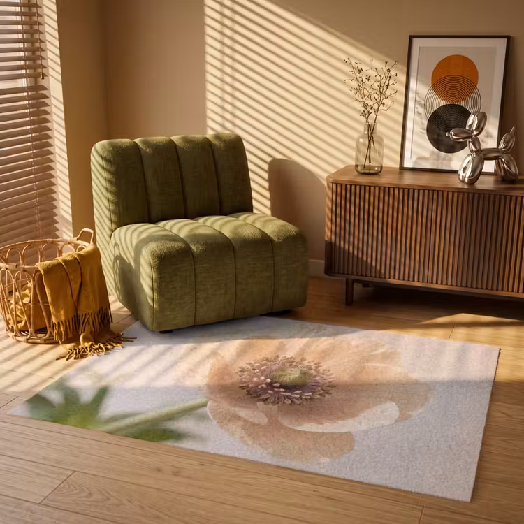 Bloem - Minimalistisch - Groen Vloerkleed Rechthoek klein -atmosphere_sfeer1_global