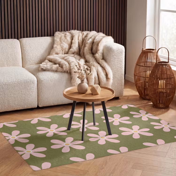 Bloem - Modern - Groen Vloerkleed Rechthoek klein 1091 -atmosphere_sfeer2_global