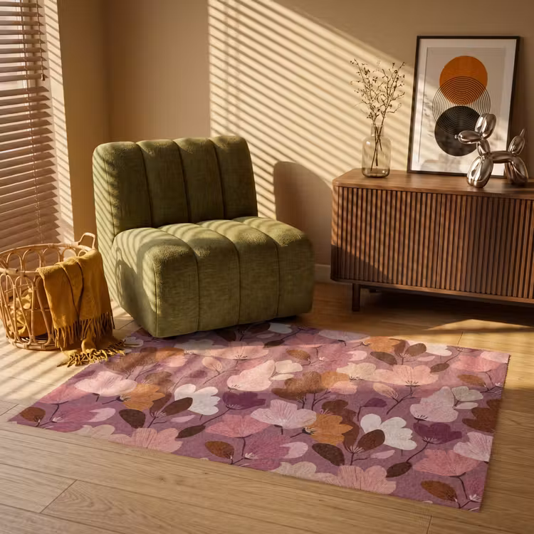 Bloem - Patroon - Roze Vloerkleed Rechthoek klein 1091 -atmosphere_sfeer1_global