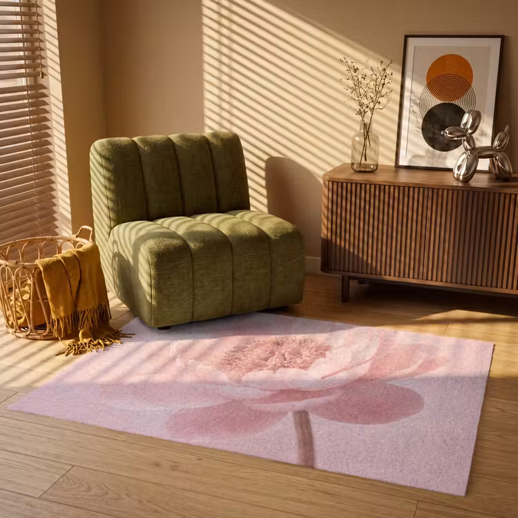 Bloem - Pioenroos - Roze Vloerkleed Rechthoek klein -atmosphere_sfeer1_global