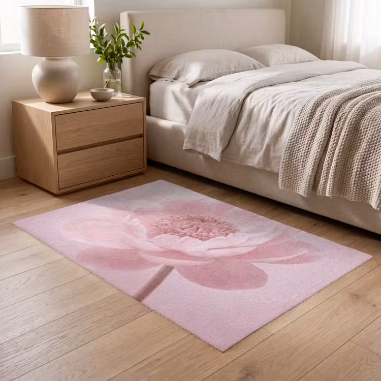 Bloem - Pioenroos - Roze Vloerkleed Rechthoek klein -atmosphere_sfeer3_global