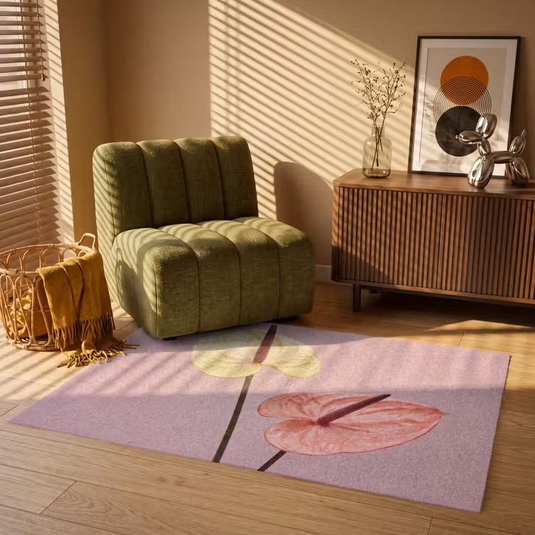 Bloemen - Anthuriums - Geel - Roze Vloerkleed Rechthoek klein -atmosphere_sfeer1_global