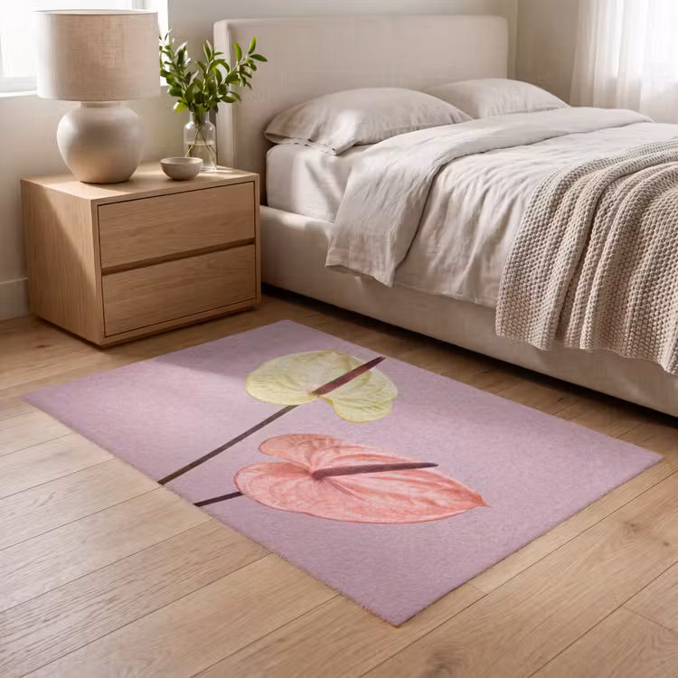 Bloemen - Anthuriums - Geel - Roze Vloerkleed Rechthoek klein -atmosphere_sfeer3_global