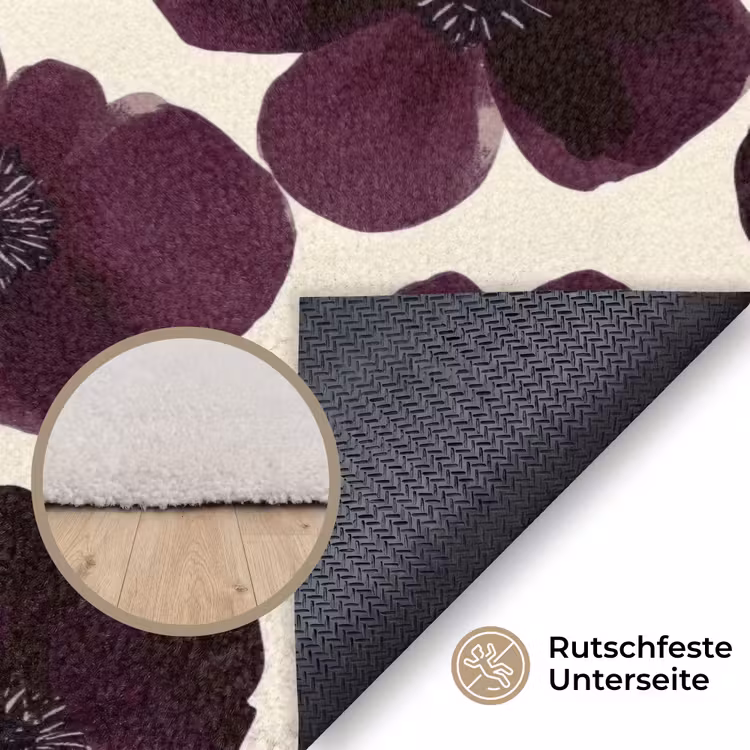 Bloemen - Aquarel - Paars Vloerkleed Rechthoek klein 1091 -uniquesellingpoint_antislip_DE_DE
