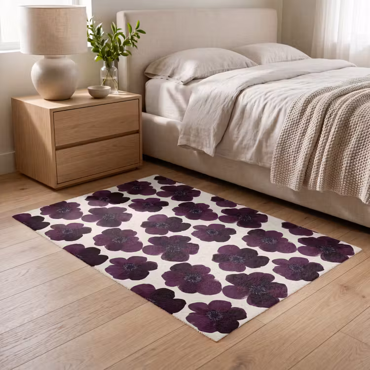 Bloemen - Aquarel - Paars Vloerkleed Rechthoek klein 1091 -atmosphere_sfeer3_global