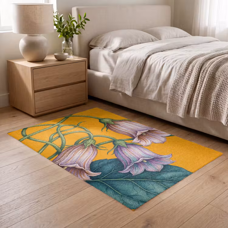 Teppich - Blumen – Botanik – Gelb - Bloemen - Botanisch - Geel Vloerkleed Rechthoek klein