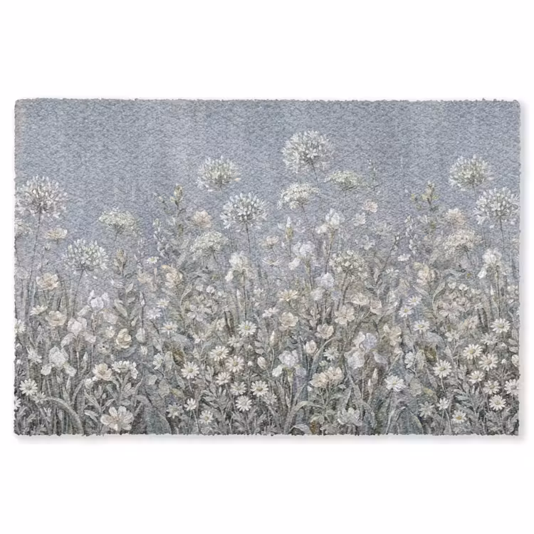 Bloemen - Botanisch - Blauw Vloerkleed Rechthoek klein -3d