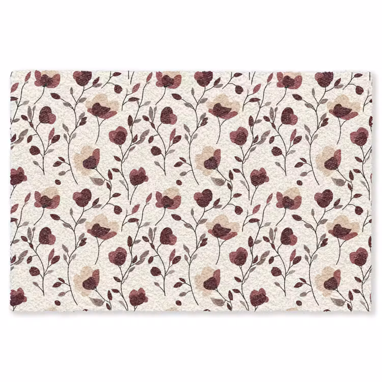 Bloemen - Botanisch - Bordeaux Vloerkleed Rechthoek klein 1091 -3d