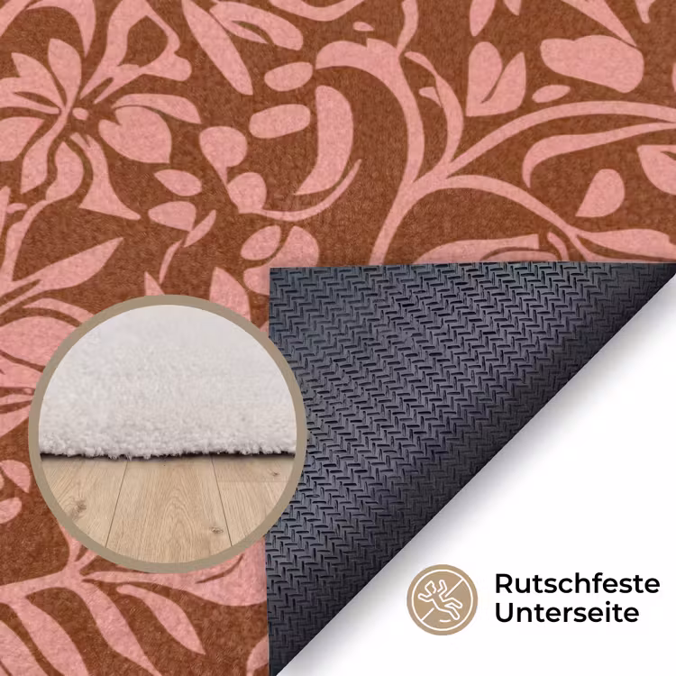 Bloemen - Print - Roze Vloerkleed Rechthoek klein 1091 -uniquesellingpoint_antislip_DE_DE