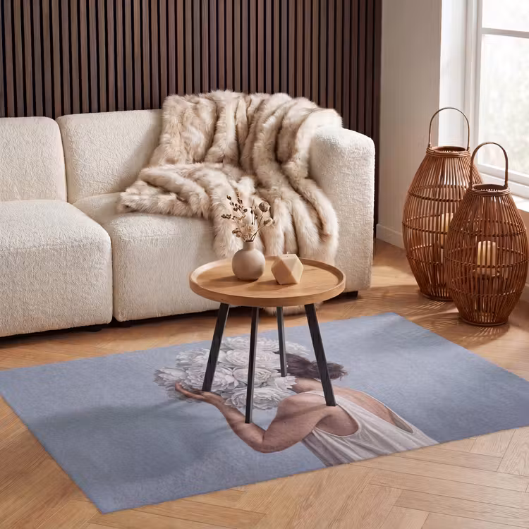 Bloemen - Vrouw - Wit Vloerkleed Rechthoek klein -atmosphere_sfeer2_global
