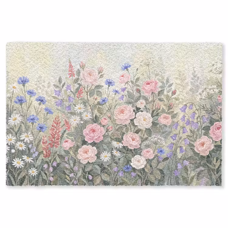 Bloemen - Tuin - Natuur - Kleurrijk Vloerkleed Rechthoek klein -3d