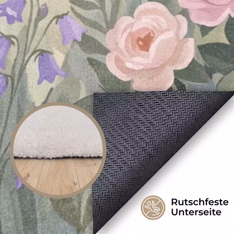 Bloemen - Tuin - Natuur - Kleurrijk Vloerkleed Rechthoek klein -uniquesellingpoint_antislip_DE_DE